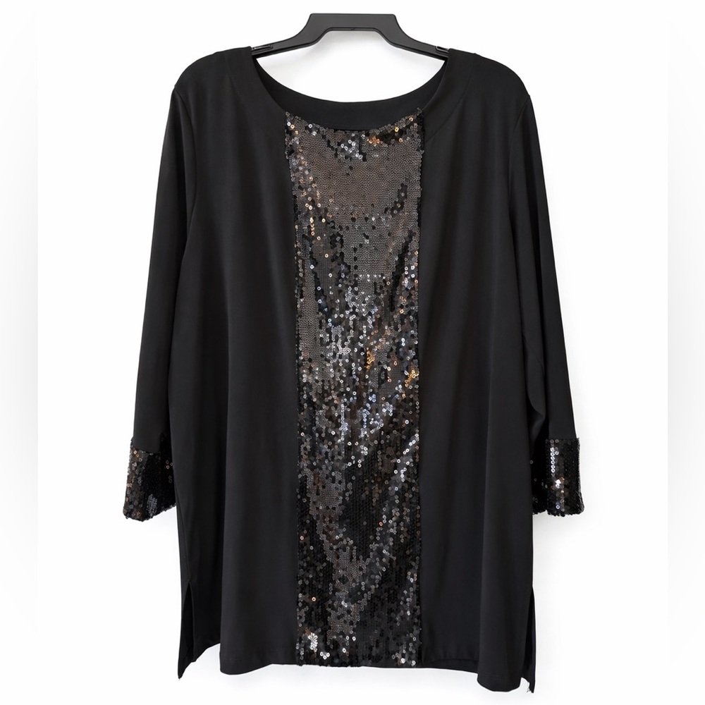 Tunic Top black sequins size 1X